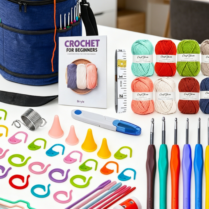 69 Piece Crochet Kit (Ergonomic Hooks & Yarn)