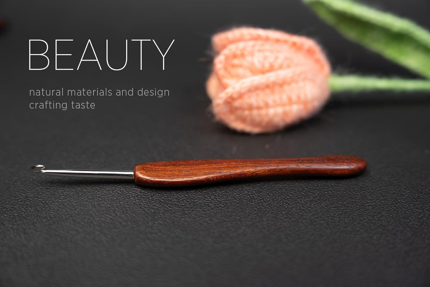 Ergonomic crochet hook set with wooden handles (hand crafting) Image 2