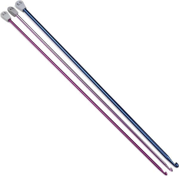 Extended aluminum Tunisian crochet hooks for knitting and crochet