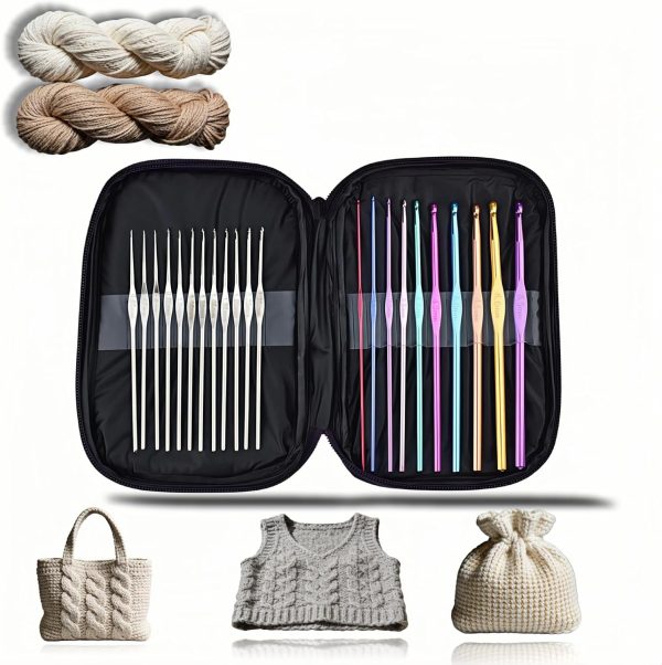 Ergonomic crochet hook set with portable storage case (suitable for beginners and adults)