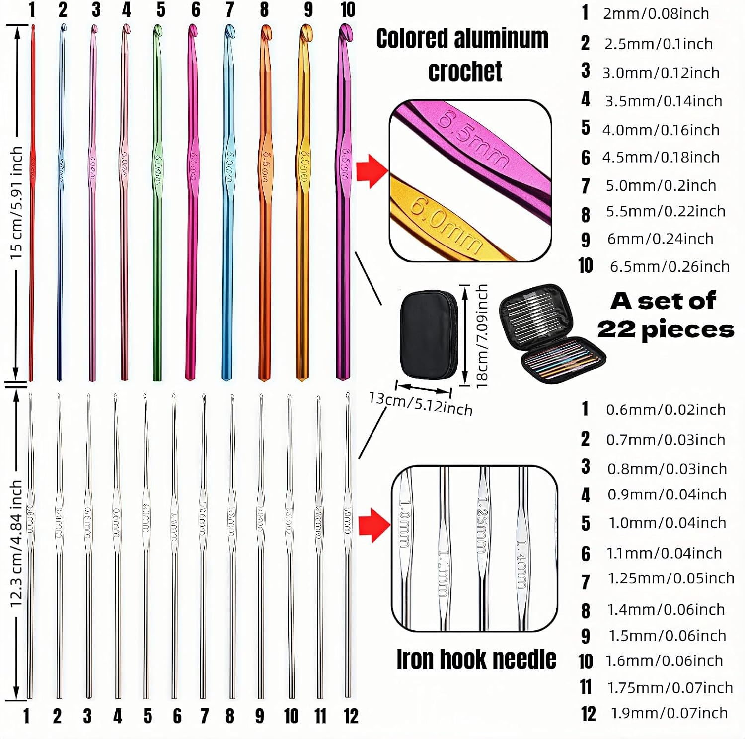 Ergonomic crochet hook set with portable storage case (suitable for beginners and adults) Image 2